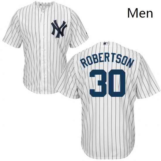 Mens Majestic New York Yankees 30 David Robertson Replica White Home MLB Jersey